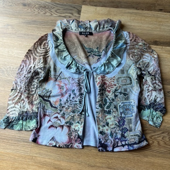 Y2K B.L.E.U‎ Blue Lace Cardigan - Picture 1 of 10